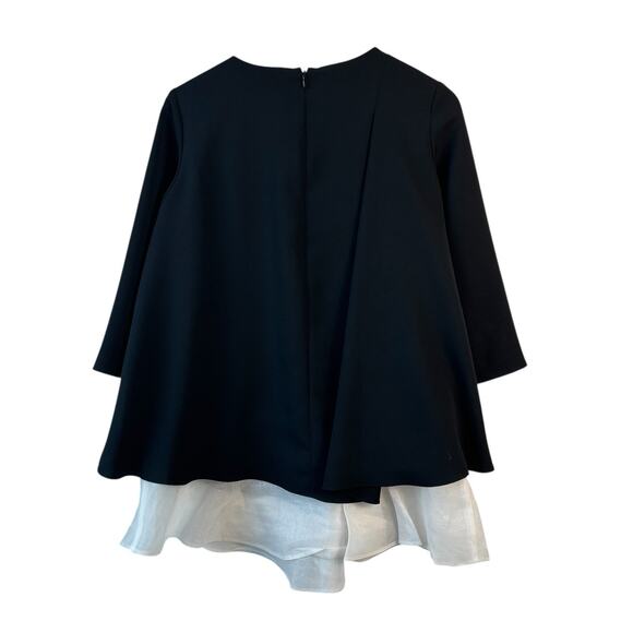 FRAY I.D. Womens Top Medium Black White Lined Authentic Size 1 Flared Tunic - Picture 5 of 6